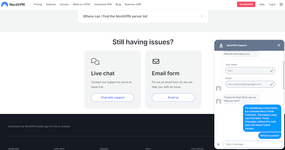 Innovative features, a few missteps 14 NordVPN live chat support