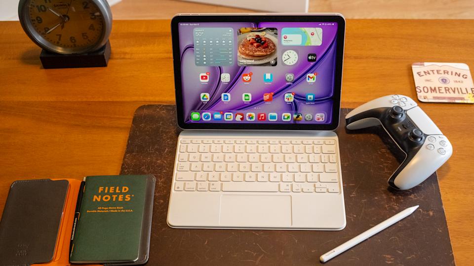 Apple's iPad Air M4 and the Magic Keyboard accessory.