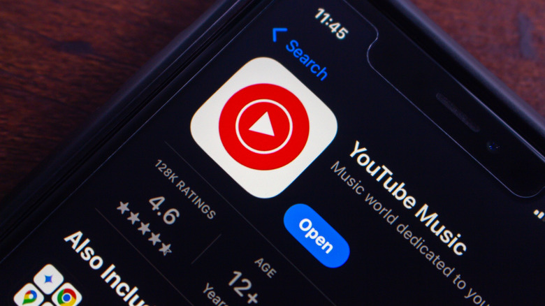 A smartphone displaying the YouTube Music app page on the App Store